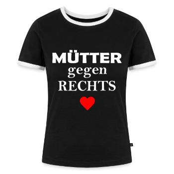 Mütter gegen Rechts Anti Rassismus FCK AFD Nazis - Frauen Kontrast-T-Shirt - Schwarz/Weiß - Vorne - Selfina (174cm)