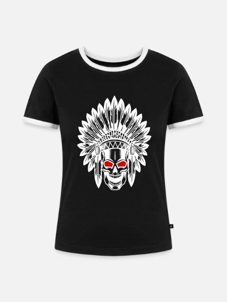 Indianer - Frauen Kontrast-T-Shirt - Schwarz/Weiß