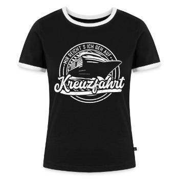 Kreuzfahrt Kreuzfahrtschiff Schiff Urlaub Geschenk - Frauen Kontrast-T-Shirt - Schwarz/Weiß - Vorne - Selfina (174cm)