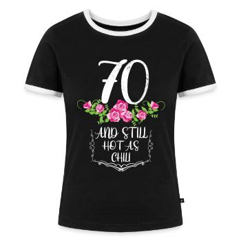 70.Geburtstag - Frauen Kontrast-T-Shirt - Schwarz/Weiß - Vorne - Selfina (174cm)