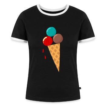 Eis - Frauen Kontrast-T-Shirt - Schwarz/Weiß - Vorne - Selfina (174cm)