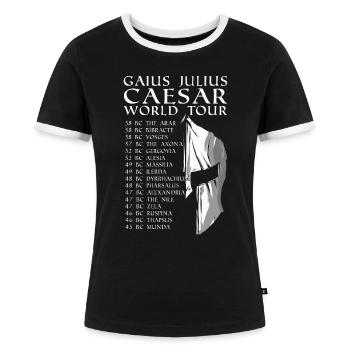 Antike Geschichte Gaius Julius Cäsar Helm Welttour - Frauen Kontrast-T-Shirt - Schwarz/Weiß - Vorne - Selfina (174cm)
