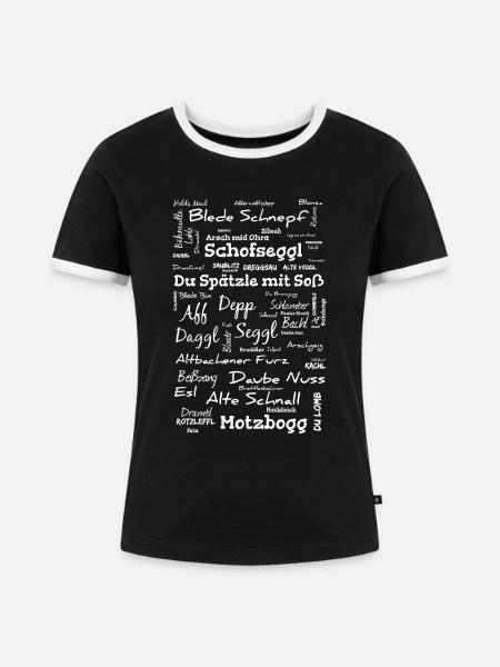 Schwäbische Schimpfworte - Frauen Kontrast-T-Shirt - Schwarz/Weiß