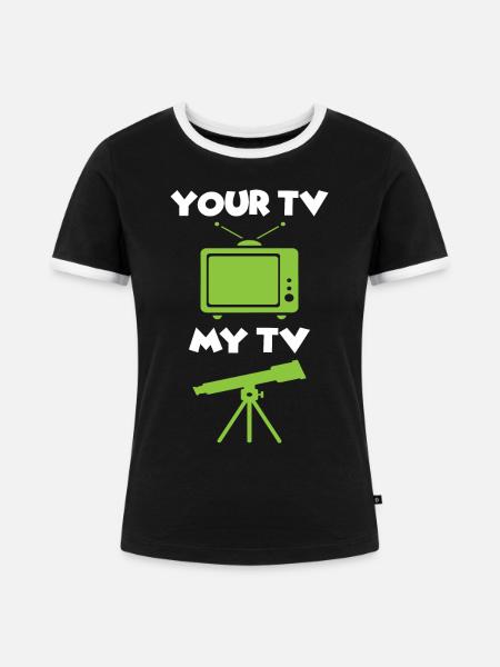 Teleskop - Frauen Kontrast-T-Shirt - Schwarz/Weiß
