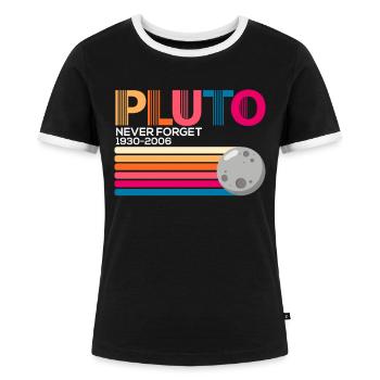 Pluto Never Forget - Frauen Kontrast-T-Shirt - Schwarz/Weiß - Vorne - Selfina (174cm)