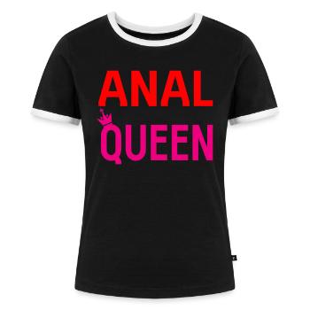 Sex Spruch Anal Porno Swinger - Frauen Kontrast-T-Shirt - Schwarz/Weiß - Vorne - Selfina (174cm)