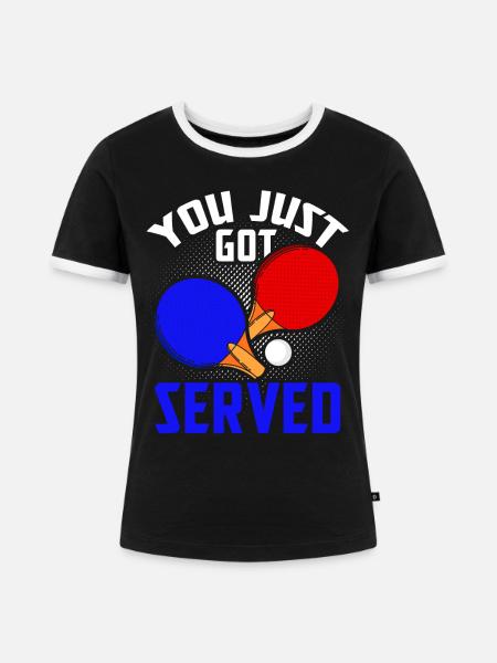PingPong - Frauen Kontrast-T-Shirt - Schwarz/Weiß