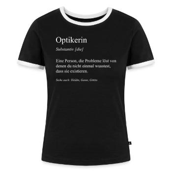 Optikerin Augenoptikerin Optiker Geschenk Brille - Frauen Kontrast-T-Shirt - Schwarz/Weiß - Vorne - Selfina (174cm)