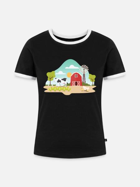Farm - Frauen Kontrast-T-Shirt - Schwarz/Weiß
