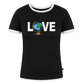 Geographen - Geographie Erdkugel Globus - Frauen Kontrast-T-Shirt - Schwarz/Weiß - Vorne - Selfina (174cm)