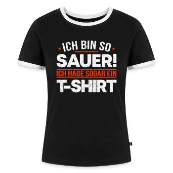 Lustiges Demonstration Demokratie Grundgesetz - Frauen Kontrast-T-Shirt - Schwarz/Weiß - Vorne - Selfina (174cm)