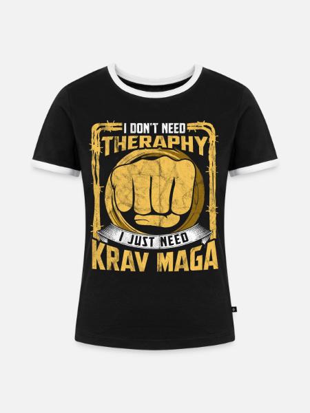 Krav Maga - Frauen Kontrast-T-Shirt - Schwarz/Weiß