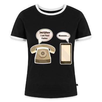 Smartphone ich bin dein Vater - Frauen Kontrast-T-Shirt - Schwarz/Weiß - Vorne - Selfina (174cm)