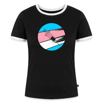 Happy T Day Transgender Testosteron Geschenk Shirt - Frauen Kontrast-T-Shirt - Schwarz/Weiß - Vorne - Selfina (174cm)
