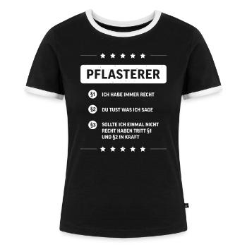 Pflasterer Straßenbau Baustelle Bauarbeiter - Frauen Kontrast-T-Shirt - Schwarz/Weiß - Vorne - Selfina (174cm)