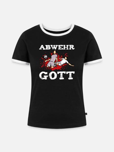 Fußball Verteidiger Abwehrspieler Geschenk - Frauen Kontrast-T-Shirt - Schwarz/Weiß
