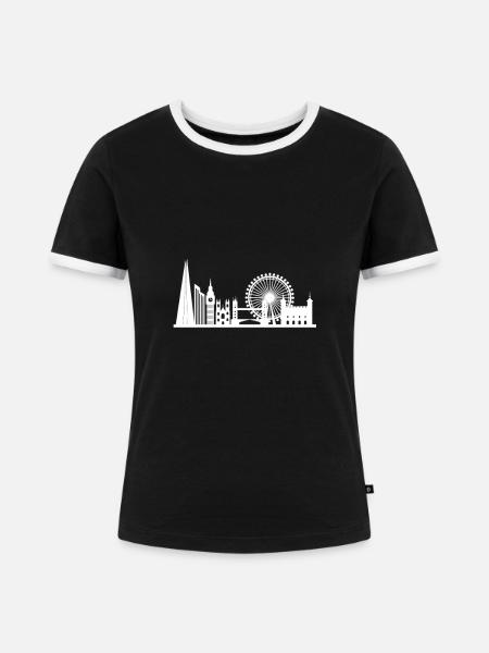 London Skyline - Frauen Kontrast-T-Shirt - Schwarz/Weiß
