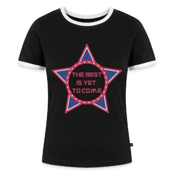 The best is yet - Frauen Kontrast-T-Shirt - Schwarz/Weiß - Vorne - Selfina (174cm)
