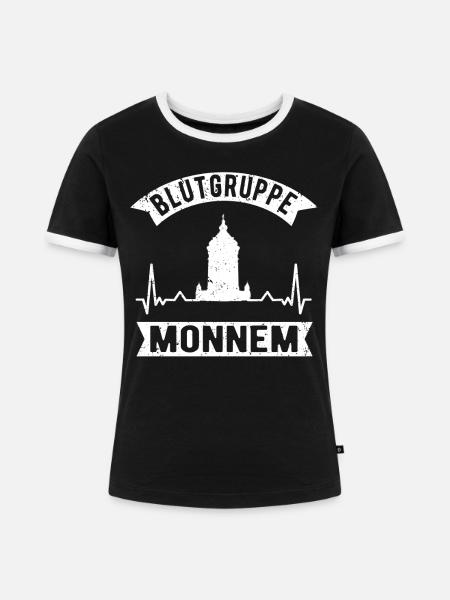 Mannheim Monnem Mannheimer Geschenkidee - Frauen Kontrast-T-Shirt - Schwarz/Weiß