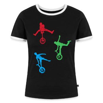 Einrad - Frauen Kontrast-T-Shirt - Schwarz/Weiß - Vorne - Selfina (174cm)