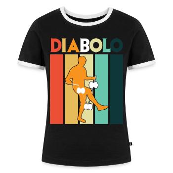 Diabolo Spielgerät Schulsport Jongleur - Frauen Kontrast-T-Shirt - Schwarz/Weiß - Vorne - Selfina (174cm)