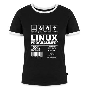 Geek Linux Programmierer lustige Definition - Frauen Kontrast-T-Shirt - Schwarz/Weiß - Vorne - Selfina (174cm)