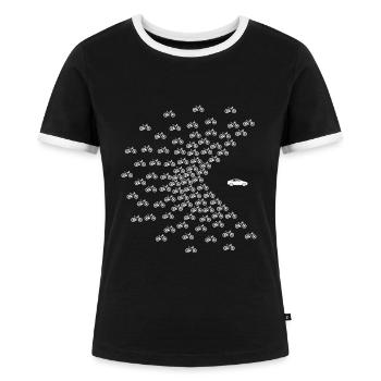 MTB Fahrräder in Amsterdam mit hardtail auf Test - Frauen Kontrast-T-Shirt - Schwarz/Weiß - Vorne - Selfina (174cm)