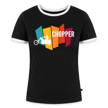 Chopper - Frauen Kontrast-T-Shirt - Schwarz/Weiß - Vorne - Selfina (174cm)