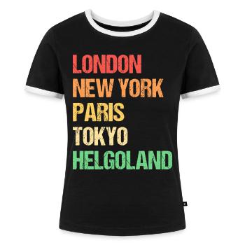 London New York Paris Tokyo Helgoland - Frauen Kontrast-T-Shirt - Schwarz/Weiß - Vorne - Selfina (174cm)