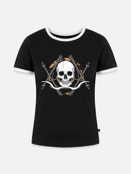 Bogenschießen - Frauen Kontrast-T-Shirt - Schwarz/Weiß