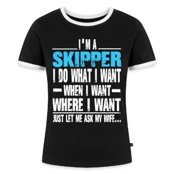 Skipper - Frauen Kontrast-T-Shirt - Schwarz/Weiß - Vorne - Selfina (174cm)