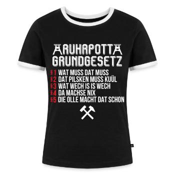 Ruhrpott Grundgesetz Ruhr Ruhrgebiet - Frauen Kontrast-T-Shirt - Schwarz/Weiß - Vorne - Selfina (174cm)