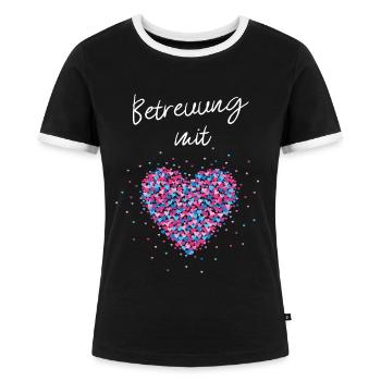 Betreuung mit Herz Herz für Pflegekräfte Geschenk - Frauen Kontrast-T-Shirt - Schwarz/Weiß - Vorne - Selfina (174cm)