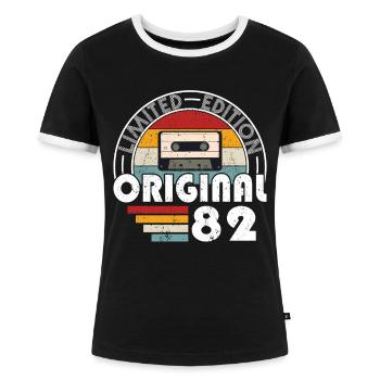 40. Geburtstag Jahrgang 1982 Original 1982 - Frauen Kontrast-T-Shirt - Schwarz/Weiß - Vorne - Selfina (174cm)