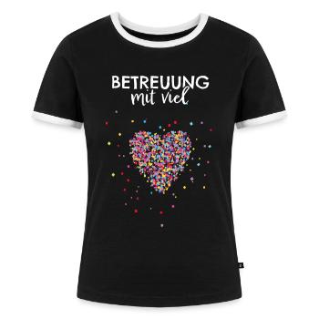 Betreuung Mit Herz Betreuerin Betreuer - Frauen Kontrast-T-Shirt - Schwarz/Weiß - Vorne - Selfina (174cm)