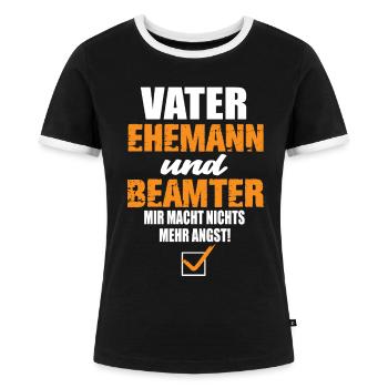 Vater Ehemann und Beamter - Frauen Kontrast-T-Shirt - Schwarz/Weiß - Vorne - Selfina (174cm)