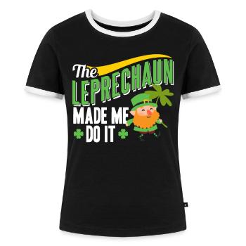 Der Leprechaun Hat Mich Dazu Gezwungen Kobold Ire - Frauen Kontrast-T-Shirt - Schwarz/Weiß - Vorne - Selfina (174cm)