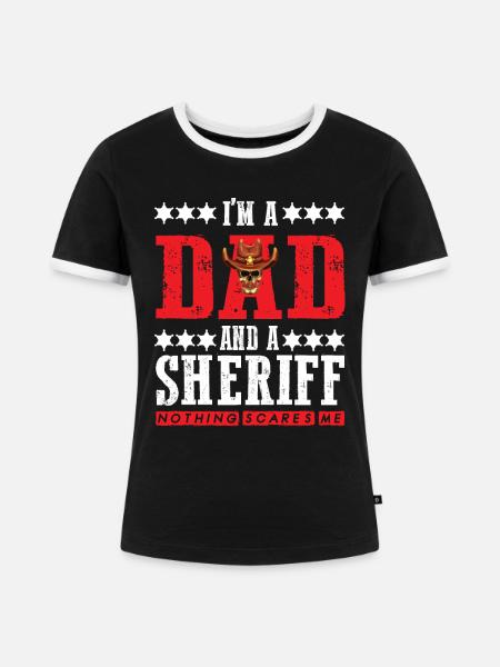 Sheriff Dad furchtlos mit Sheriffstern - Frauen Kontrast-T-Shirt - Schwarz/Weiß
