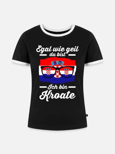 Kroate Kroatisches Kroatien - Frauen Kontrast-T-Shirt - Schwarz/Weiß