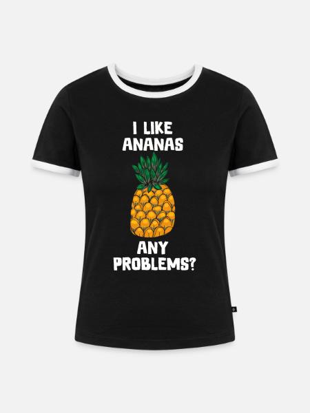 Ananas - Frauen Kontrast-T-Shirt - Schwarz/Weiß