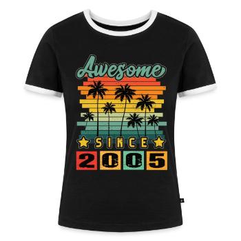 Awesome Since 2005 - Frauen Kontrast-T-Shirt - Schwarz/Weiß - Vorne - Selfina (174cm)