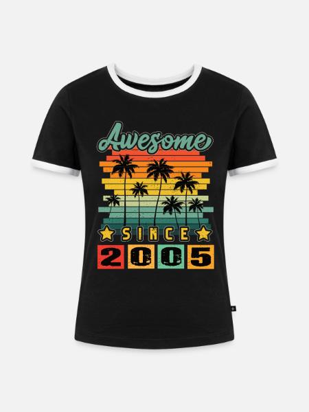 Awesome Since 2005 - Frauen Kontrast-T-Shirt - Schwarz/Weiß