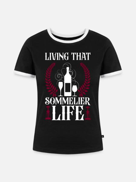 Sommelier Wine Drinking Tasting - Frauen Kontrast-T-Shirt - Schwarz/Weiß