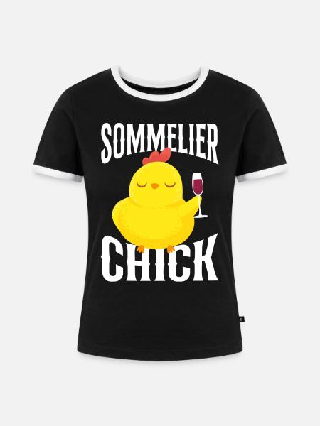 Sommelier Wine Drinking Tasting - Frauen Kontrast-T-Shirt - Schwarz/Weiß