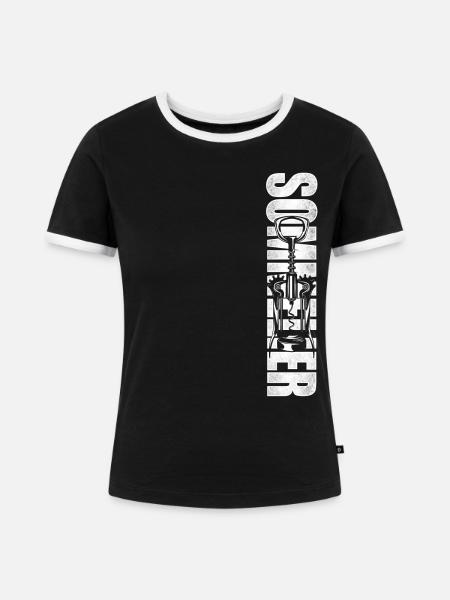 Sommelier Wine Drinking Tasting - Frauen Kontrast-T-Shirt - Schwarz/Weiß
