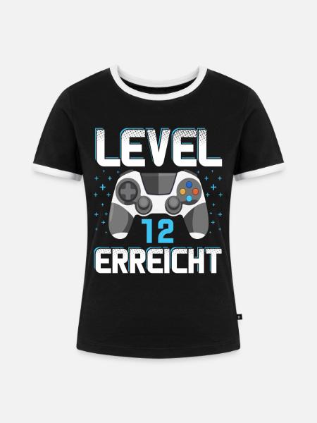 Level 12 Erreicht Gamer - Frauen Kontrast-T-Shirt - Schwarz/Weiß