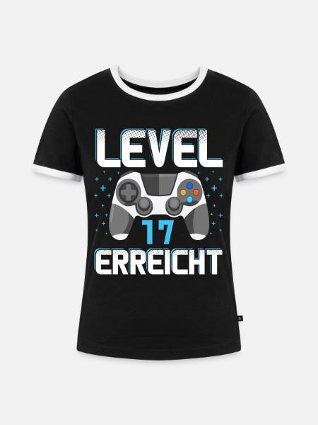 Level 17 Erreicht Gamer - Frauen Kontrast-T-Shirt - Schwarz/Weiß