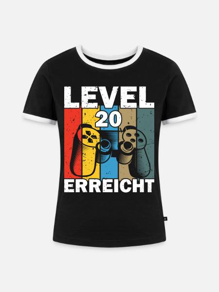 Level 20 Erreicht Gamer - Frauen Kontrast-T-Shirt - Schwarz/Weiß
