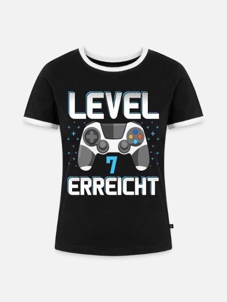 Level 7 Erreicht Gamer - Frauen Kontrast-T-Shirt - Schwarz/Weiß