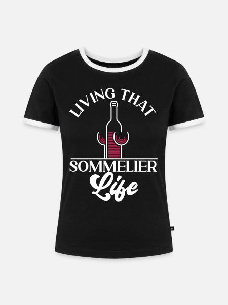 Sommelier Wine Drinking Tasting - Frauen Kontrast-T-Shirt - Schwarz/Weiß